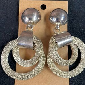 Vintage Silvertone Door Knocker Twisted Snake Clip On Earrings 80’s 90’s